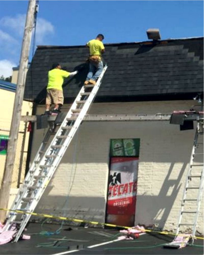 Roof inspection in progress
