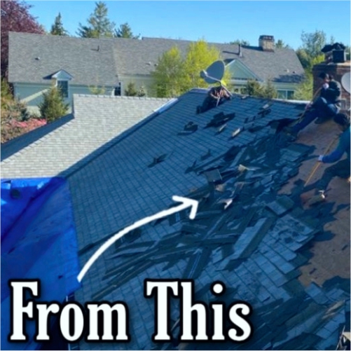 Completed residential roof by Crystal's Roofing